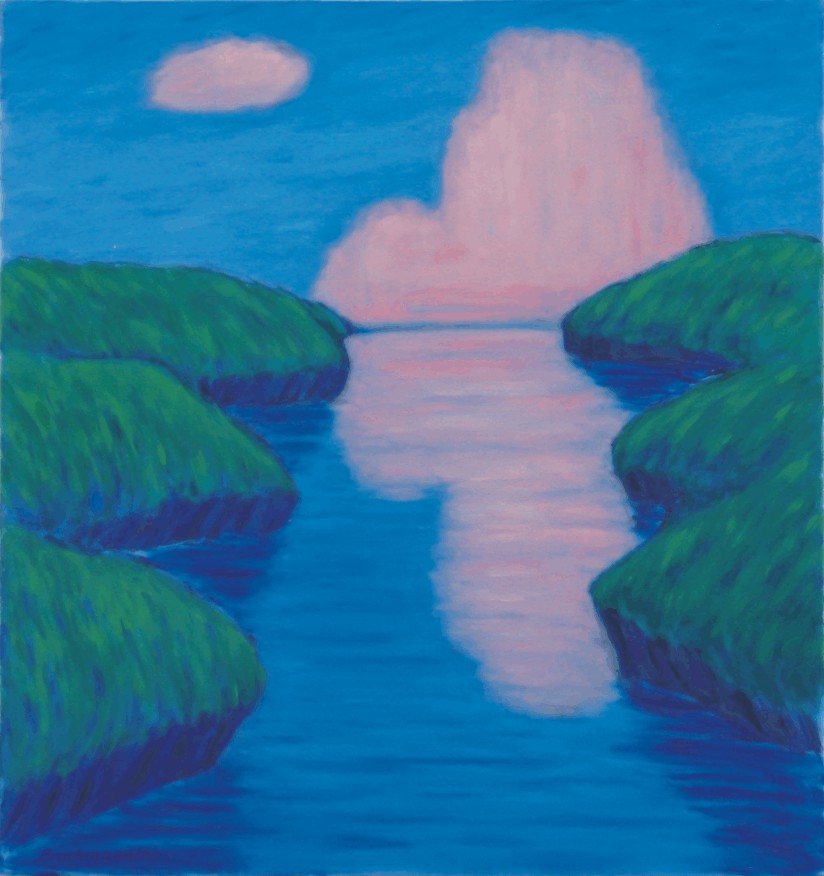 Monika_Brachmann,Rosa_Wolke_am_Oder-Havel-Kanal,2000,O-L,80x75cm,WV402